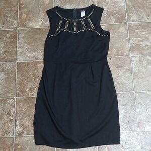 Mark. Black Midi Dress with Gold Accents Size Large
